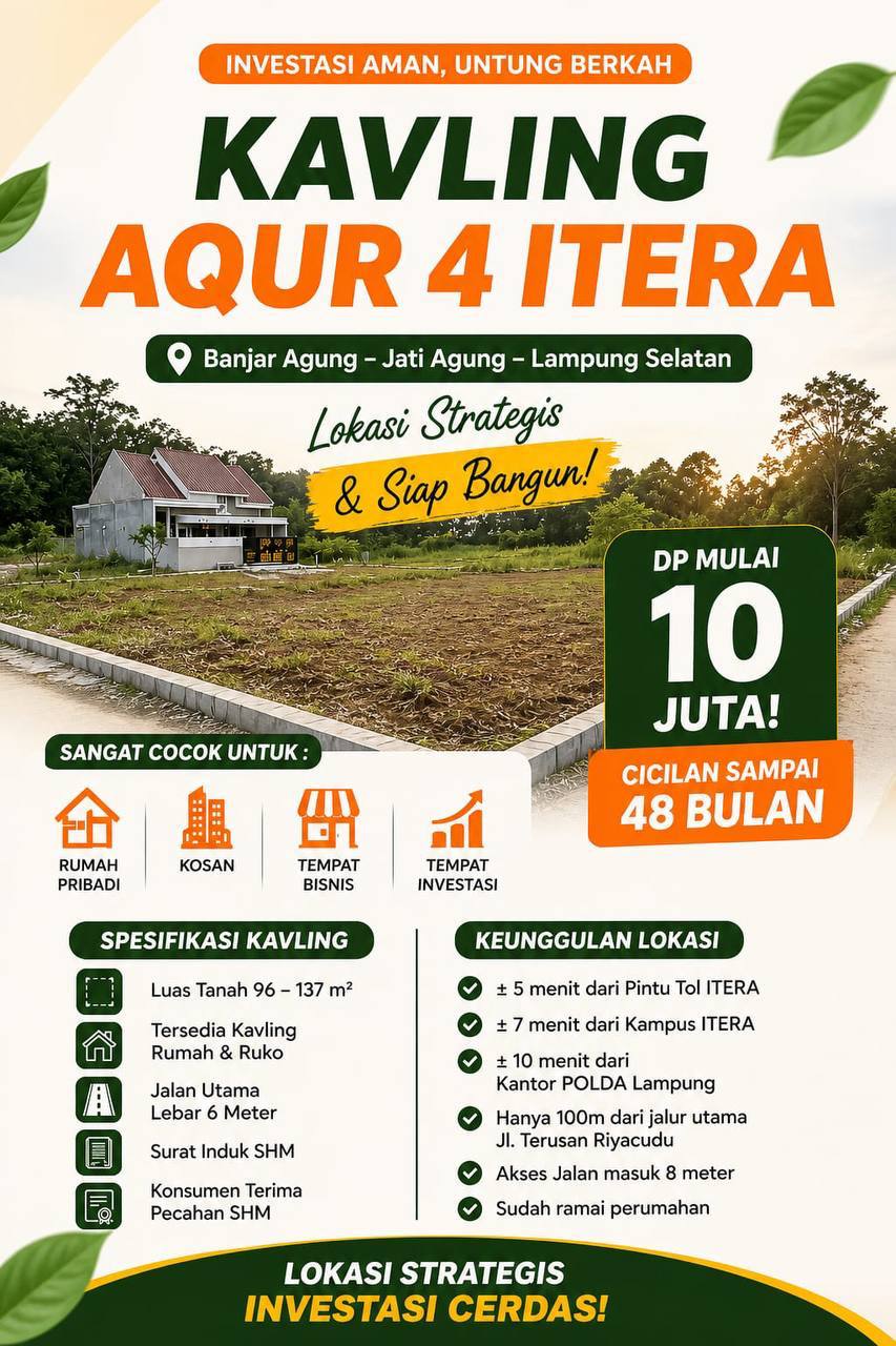Flyer Promosi Kavling Aqur 4 Itera