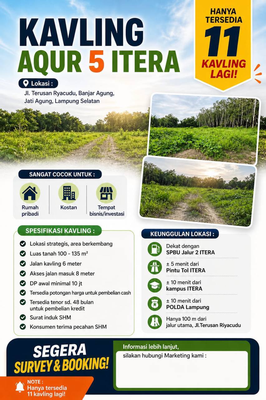 Flyer Promosi Kavling Aqur 5 Itera