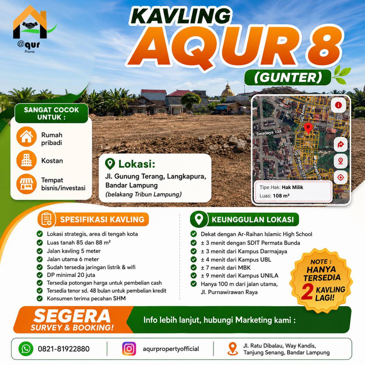 Flyer Promosi Kavling Aqur 8 Gunung Terang